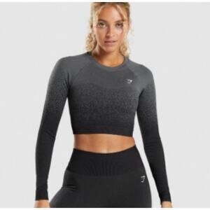 Gymshark Adapt Ombre Seamless Long Sleeve Crop Top in black and grey